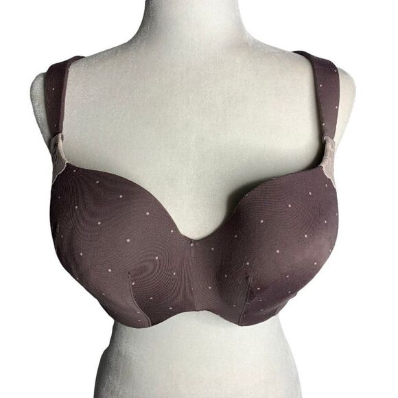 Cacique Other - Cacique Balconette Underwire Bra 40DD Gray Dots Lace Lightly Lined Adjustable
